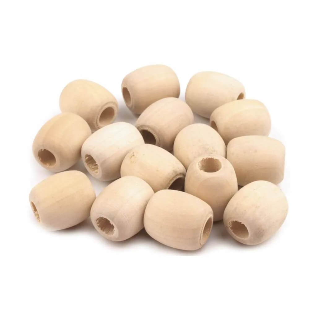 10 Natur Holzperlen Oval 18x20mm