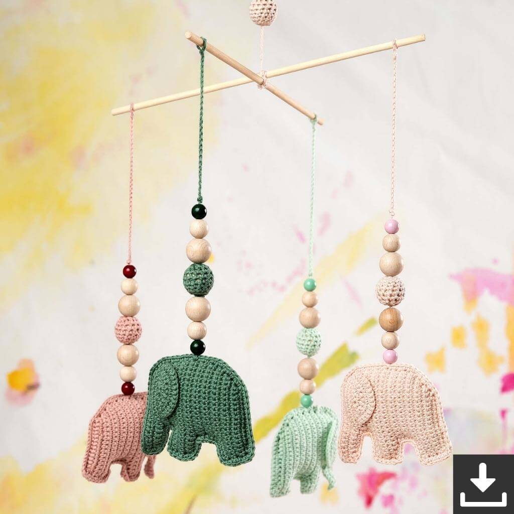 Baby-Mobile mit Elefanten Häkelanleitung - Lang Yarns (PDF)