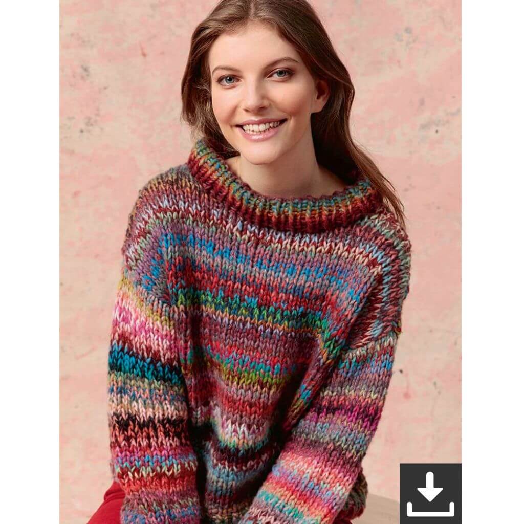 Bunter Pullover mit Farbverlauf Strickanleitung - Lang Yarns (PDF)