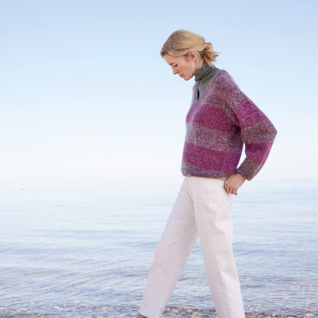 Gestreifter Pullover mit V-Ausschnitt Strickanleitung - Lana Grossa (Heft) - Image 2
