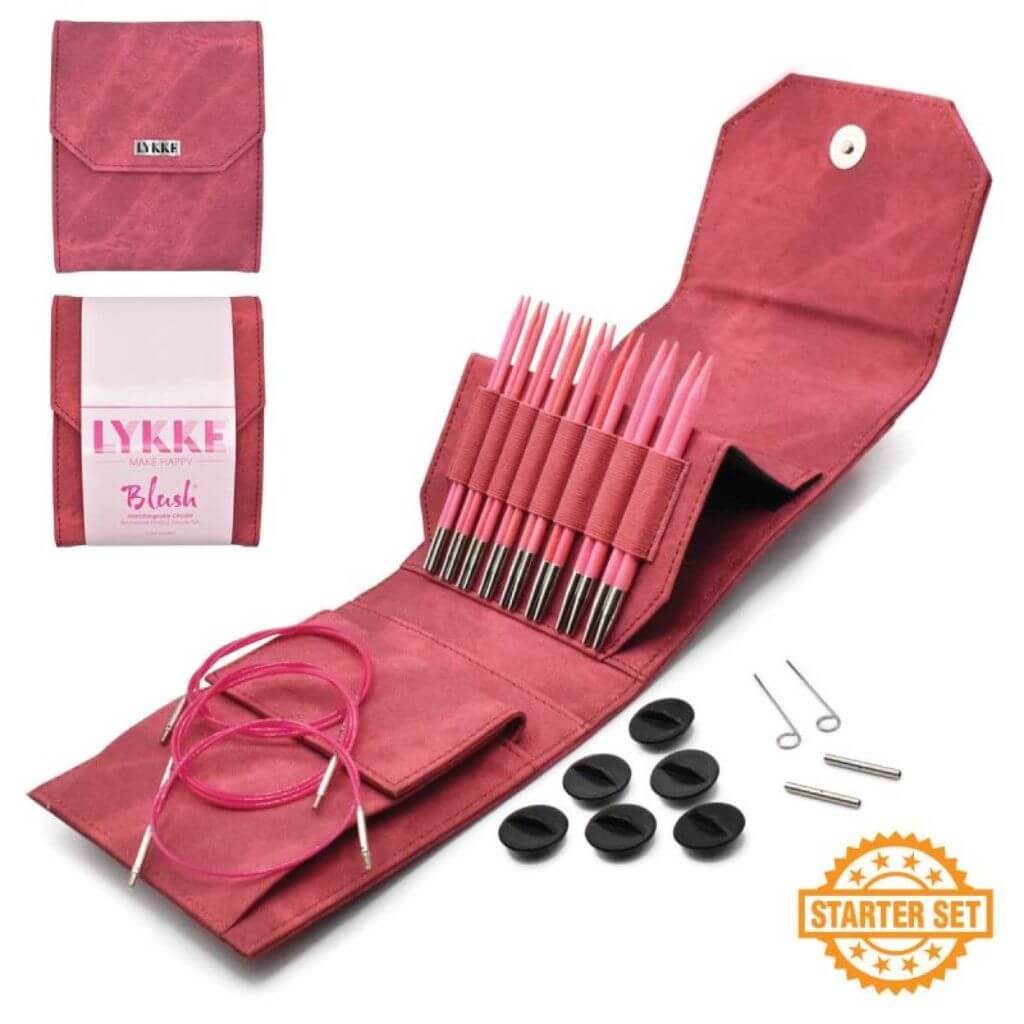 Lykke Needles Nadelset austauschbare Nadelspitzen Blush Crimson 9 cm 3,25 mm-6,00 mm