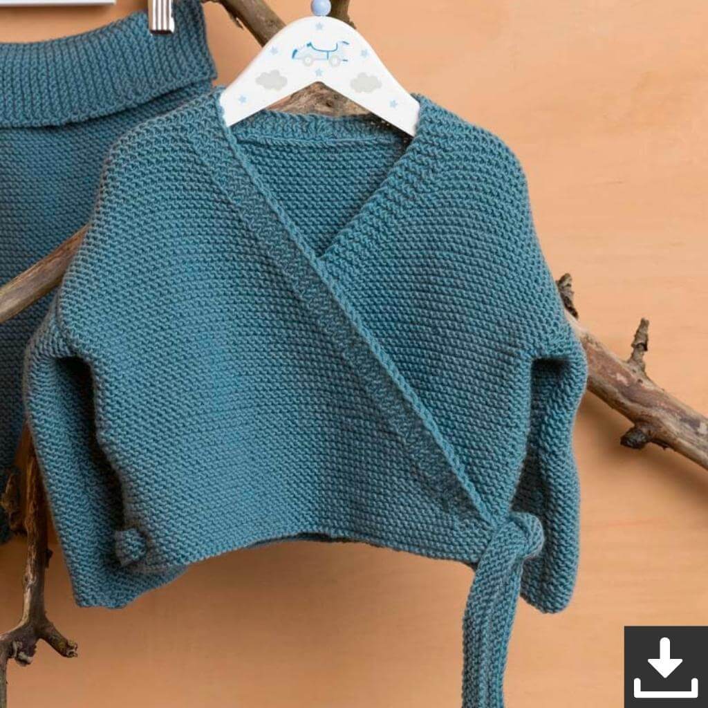 Baby-Wickeljacke im Kraus-Rechts-Muster Strickanleitung - Lang Yarns (PDF)