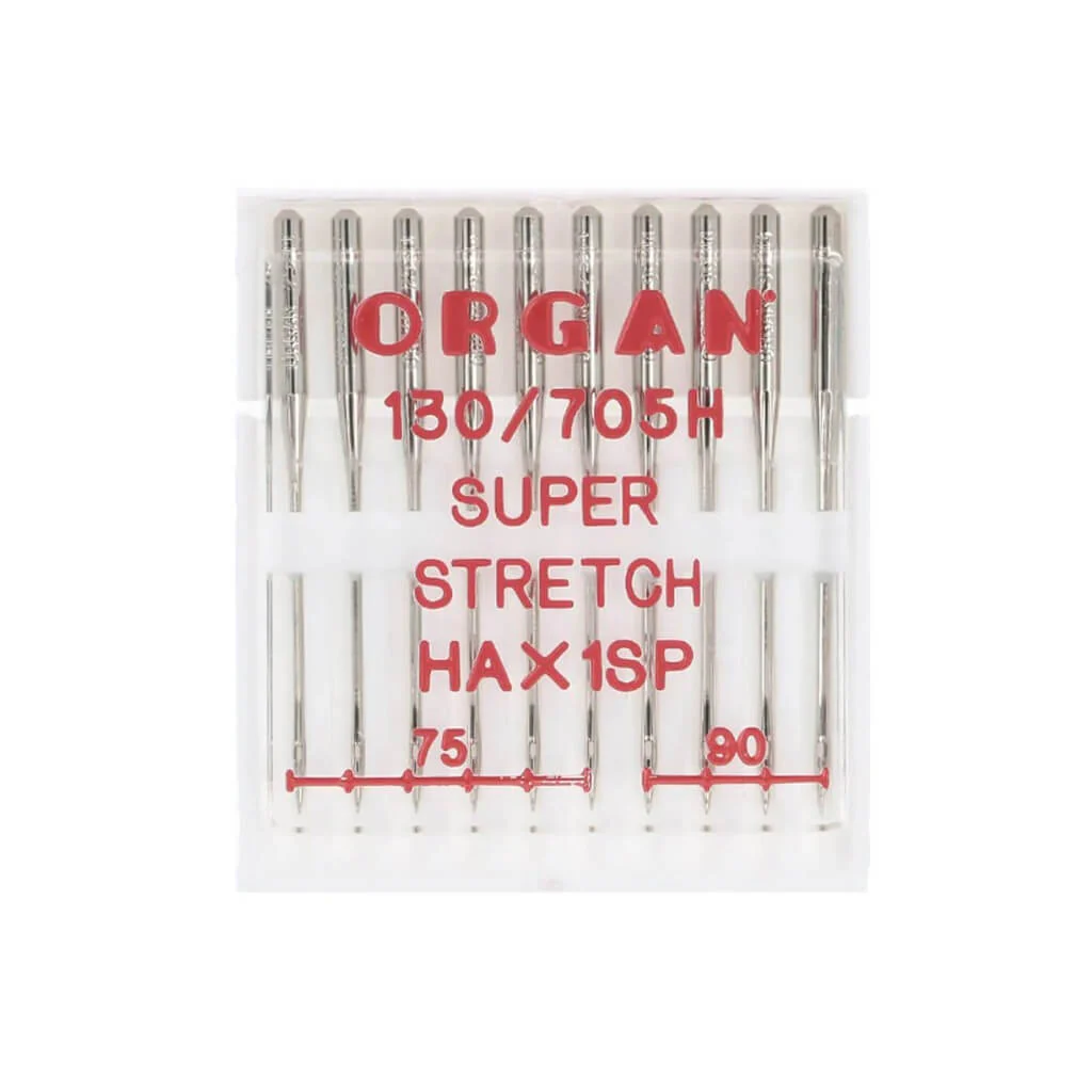 Organ Nähmaschinennadeln 130/705H Super Stretch 75-90, 10 Nadeln