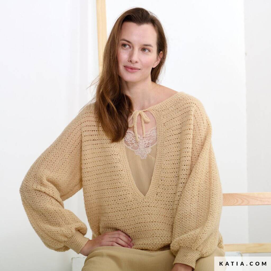 Oversize Pullover mit tiefem Ausschnitt Häkelanleitung - Katia (Heft) - Image 2