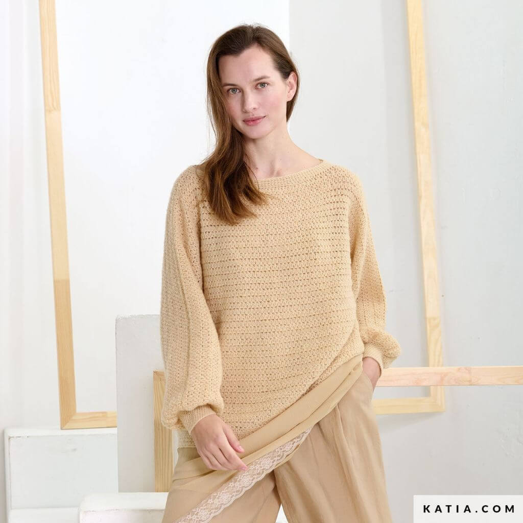 Oversize Pullover mit tiefem Ausschnitt Häkelanleitung - Katia (Heft) - Image 6