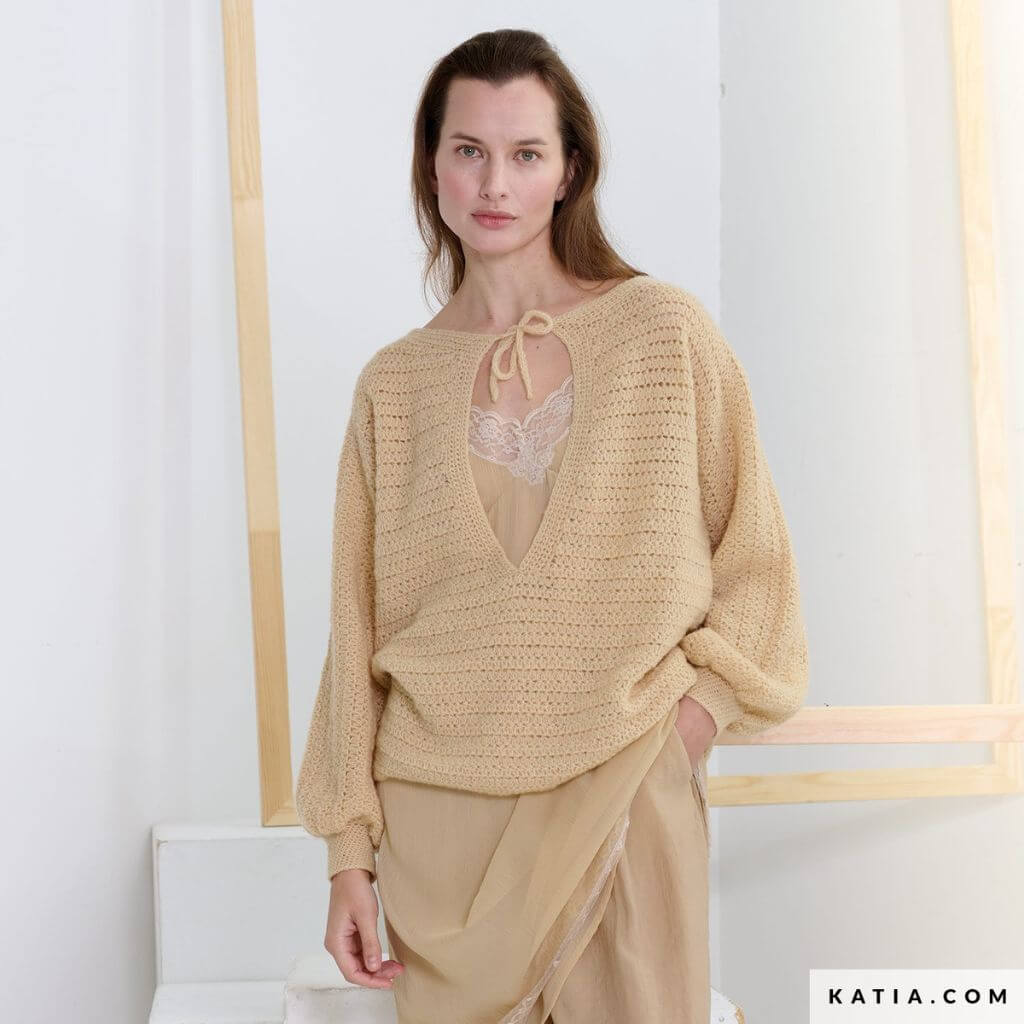 Oversize Pullover mit tiefem Ausschnitt Häkelanleitung - Katia (Heft) - Image 7