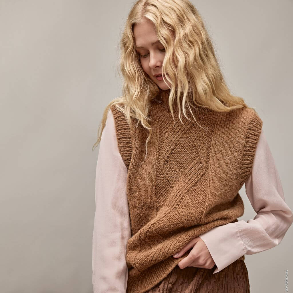 Pullunder mit Zopfmuster Top-Down Strickanleitung - Lana Grossa (Heft)