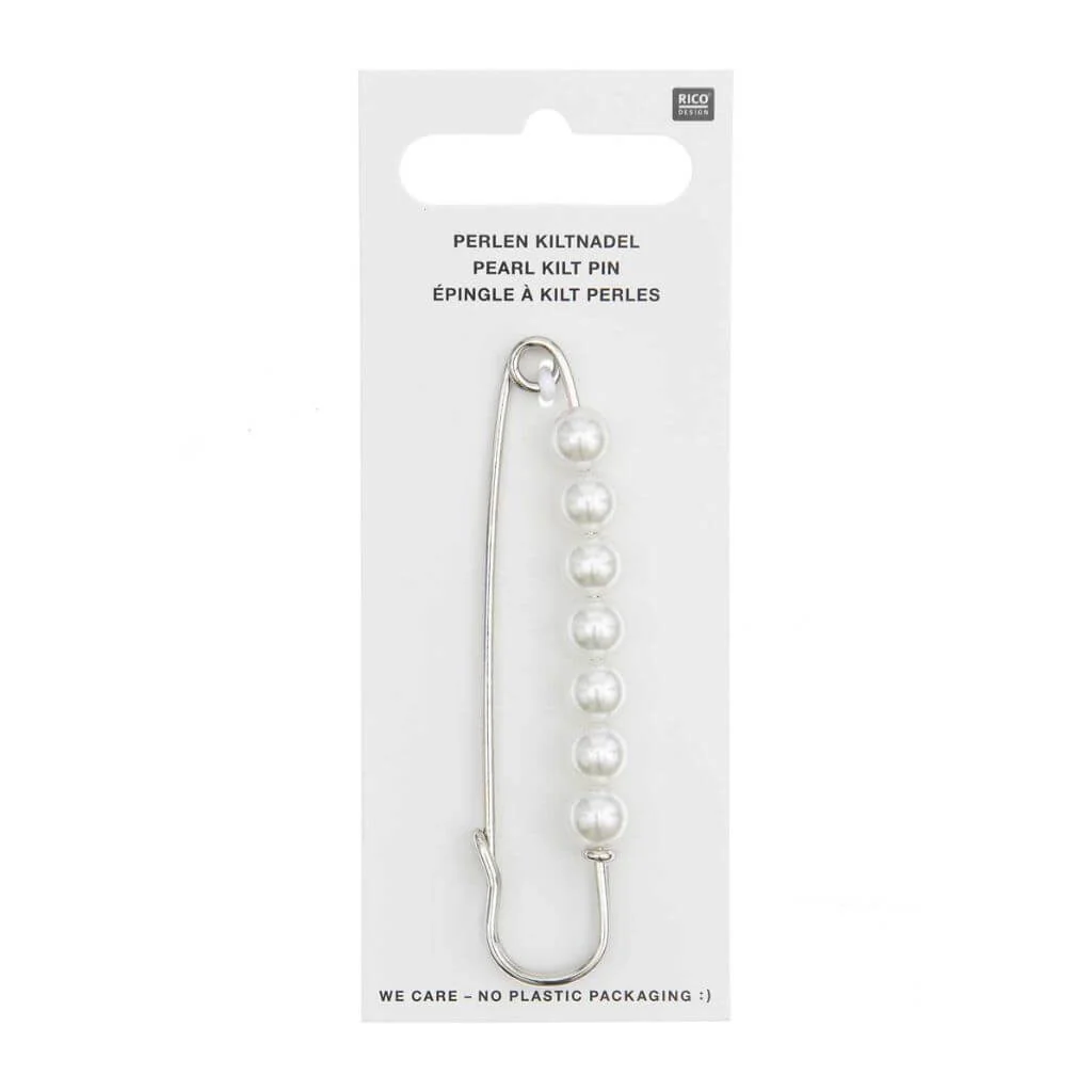 Rico Design Kiltnadel mit Perlen, 76 x 18 mm